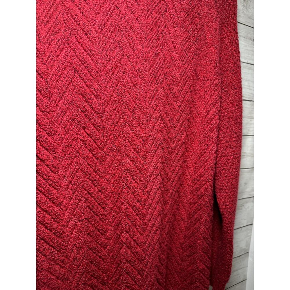 Sonoma Women's Red Long Sleeve V-Neck Sweater Size L Cotton Blend Pullover Knit - Picture 2 of 7